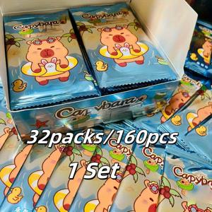 TEMU 할로윈, 크리스마스, 160장/32팩 카피바라 카드, 랜덤 스타일 및 포장, 팩당 5장, 총 32팩, 풀 박스 해피 컬렉션 에디션, 카드 수집가에게 적합, 만화 카피바라 동물 애호가에게 매우 적합, 고급스러운 휴일 파티 선물