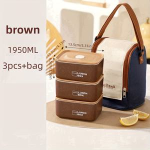 TEMU 1-4개 스테인리스 스틸 도시락 보온백 포함, 대용량 밀폐 벤토박스 - 학생 및 직장인을 위한 냉장고 보관용 전자레인지 안전 사각 식품 용기, 학교 가방