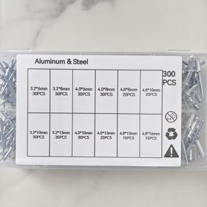 TEMU 300/550/285개 헤비듀티 푸시인 리벳 키트 (12/9/6 SAE 사이즈 1/8