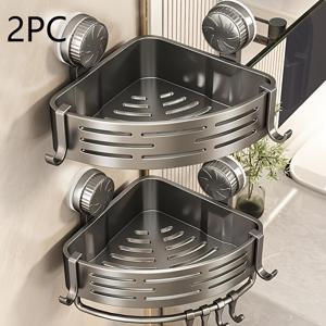 TEMU 2개 벽걸이형 코너 샤워 캐디 - 드릴 없음, 내구성 있는 플라스틱 욕실 정리함, 샴푸, 컨디셔너 및 바디 워시용 다중 구획 - 샤워 및 싱크대 카운터탑용 공간 절약 디자인, 욕실용 샤워 캐디, 코너 카운터탑 정리함, 세련된 액세서리, 실용적인 디자인|욕실선반|화장실선반