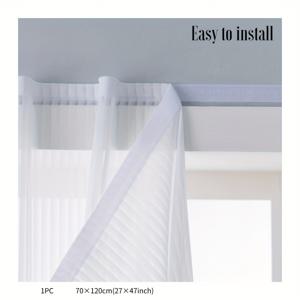 TEMU 1패널 스타일 자가접착식 화이트 창문 커튼 - 드릴 필요 없는 후크 & 루프 테이프, 수직 주름형 빛 가림막, 100% 폴리에스터, 침실/거실/주방/옷장용, 홈 데코, 모던 커튼, 접착식 커튼, 세입자용, 14가지 사이즈