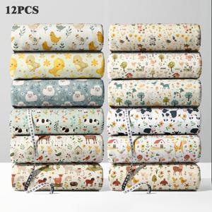 TEMU 12pcs 귀여운 농장 동물 패턴 DIY 공예 장식, 미리 자른 지방 8분 패치 직물 120gms, 베개 커버, 퀼트, 옷 등에 적합, 휴일 선물 및 선물 포장에 완벽합니다! 9.45*19.7inch