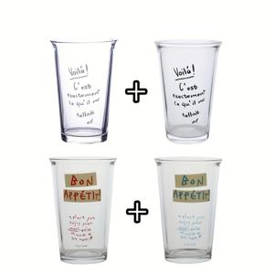 TEMU 4/8pcs 프랑스어 알파벳 프린트 유리 컵 아이스 아메리카노 커피 컵 투명한 인스 스타일 홈 드링킹 컵 텀블러|텀블러