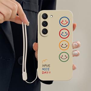 TEMU 귀여운 카툰 폰 케이스 - 삼성 갤럭시 S25울트라/S25+/S24울트라/S24플러스/S23울트라/S23플러스/S23/S22울트라/S21플러스/S20플러스/S20FE5G/노트10+/노트20울트라용 매일 웃는 디자인 + TPU 핸드 스트랩