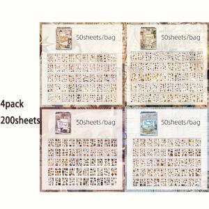 TEMU 4권/200장 - 클래식 핸드라이팅 시리즈 빈티지 스타일 스티커북, DIY 스크랩북 장식용 종이, 노트북 액세서리, 다목적 장면을 위한 정크 저널 스티커, 아트 & 크래프트 데칼, 백투스쿨 용품