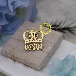 TEMU 우아한 맞춤형 크라운 & 스타 브로치, 개인화된 이름 스테인리스 스틸 주얼리, 정장·자켓·백팩용 내구성 패션 액세서리 - 파티, 선물 및 특별한 날에 이상적, 크리스마스 선물 추천