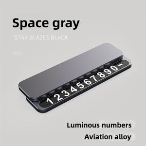 TEMU 신형 임시 주차 번호판, 숨겨진 전화번호 디스플레이 기능, 내구성 있는 알루미늄 합금 제작, 차량 대시보드 장식용, 주차 공간 마커 | 세련된 외관, 자석 디스플레이, 자동차 인테리어 액세서리, 현대적인 디자인, 방청 소재, 고품질 합금, 발광 디스플레이 플레이트, 주차장 사용자 및 차주를 위한 매그네틱 카 사인