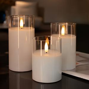 TEMU 3개 세트 무화염 LED 전자 캔들 라이트 - 3가지 사이즈, 현대적인 분위기 홈 데코, 식당, 침실, 테이블탑, 복도 장식에 적합 - 결혼식 센터피스, 할로윈, 크리스마스, 추수감사절, 홈 데코에 적합 (배터리 미포함)
