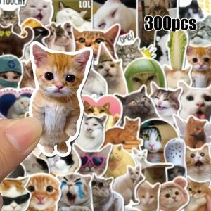 TEMU 귀여운 고양이 스티커 300개 세트 | 물병, 노트북, 기타, 스케이트보드, 여행 가방을 위한 창의적인 장식 스티커 | 범용 이모티콘, 만화 고양이 디자인, PVC 재질