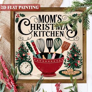 TEMU 2D 플랫, 1개 빈티지 크리스마스 주방 간판 - 