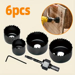 TEMU 6pcs/11구멍 톱 세트 - 석고보드 및 목재용 드릴 비트 - 목공 드릴링 도구 - 척 포함 홀 톱, 목재, 플라스틱, PVC 및 석고보드에 적합