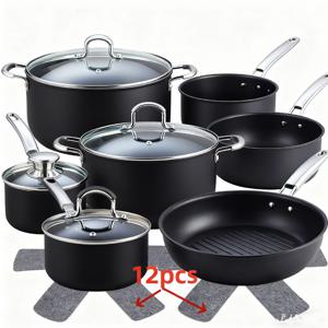 TEMU 12개 펠트 냄비와 팬 보호 패드 - 스틱 방지, 스크래치 방지 다층 내열 주방 보관 패드, 조리기구, 유리제품, 베이킹 트레이, 접시용 - 내구성 있는 미끄럼 방지 정리대, 캐비닛 & 카운터탑용, 조리기구 보호, 주방용품 보호,베이킹 트레이 정리함,펠트 주방 패드,다층 보호 패드,부드러운 표면 디자인,스크래치 방지 층,오래 지속되는 정리함