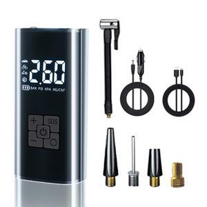 TEMU 휴대용 무선 타이어 공기압 주입기 6000mAh 다용도 올인원 에어펌프 (압력 모니터링/보조배터리/led손전등)