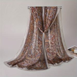 TEMU Boho 경량 페이즐리 프린트 스카프 우아한 선 스크린 쉬폰 숄 캐주얼 여행 비치 타월 에어 컨디셔닝 룸 여성용 방풍 랩