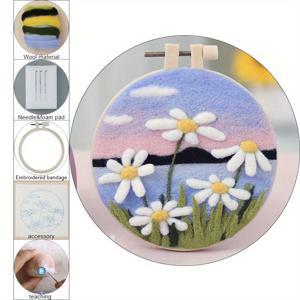 TEMU 1세트 풍경 프레임 페인팅 수제 양모 펠트 DIY 재료 가방