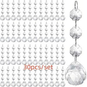 TEMU 30개 크리스마스 트리 장식용 볼 프리즘 오너먼트, 투명 아크릴 플라스틱 행잉 펜던트 선캐처 메이커 창문 실내 홈 데코