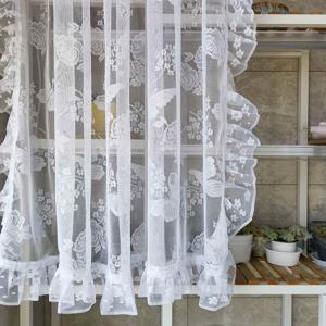 TEMU 1 패널 프렌치 레이스 커튼 나비 꽃 자카드 시어 커튼 화이트 러플 이디릭 스타일 툴 로드 포켓 시어 커튼 거실 침실 문 차단 홈 데코용