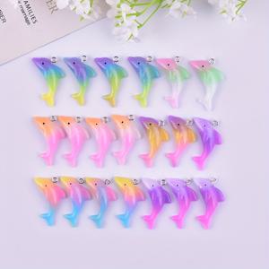 TEMU 20pcs 컬러풀 돌고래 수지 펜던트 귀여운 만화 돌고래 매력 DIY 펜던트 귀걸이 목걸이 보석 액세서리