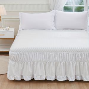 TEMU 보헤미안 스타일 화이트 마이크로 화이버 러플 침대 스커트