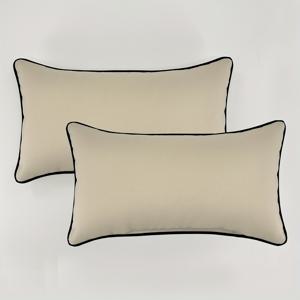 TEMU 2개 고품질 내구성 야외/허리 베개 - 베이지 & 블루 스파인 - 모던 직사각형 등받이, 의자, 소파, 침대, 차량용 - 화이트/블랙 테두리, 세탁 가능 커버 (20x11 인치)