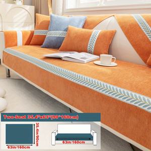 TEMU 1개 셔닐 소파 커버 - 현대적인 애완동물 친화적 슬립커버, 1/2/3/4인용 쇼파용, 100% 폴리에스터 및 미끄럼 방지 쿠션 보호자, 숨겨진 수납 포켓 포함, 세탁기 사용 가능 베이지 & 블루 액센트 디자인, 소파 보호 커버 | 현대적인 슬립커버 | 셔닐 원단