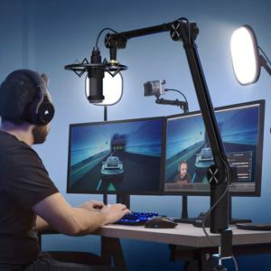 TEMU 데스크 마운트가 있는 마이크 붐 암, 우아한 마이크 스탠드 케이블 관리, 360° 회전 가능, 조절 및 접이식, 팟캐스트, 게임, 라디오 및 스튜디오, 견고하고 범용, Blue Yeti FIFINE HyperX QuadCast AT2020 Shure 및 기타 마이크에 적합