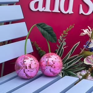 TEMU 벽 및 홈 장식용 디스코 체리, 벽에 걸 수 있는 레드 핑크 과일 디스코 볼, 파티 디스코 볼 테이블 바 웨딩 장식 디자인