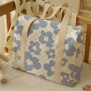 TEMU 1pc, 꽃무늬 프린트 대용량 여행 가방, 출산 준비 가방, 엄마 가방, 재사용 가능한 유모차 젖은 물건 보관 가방