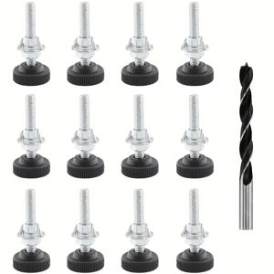 TEMU 12개의 조절 가능한 가구 다리와 M8 사각 너트, M8 잠금 너트, M10 드릴 비트 - DIY 홈 데코에 적합