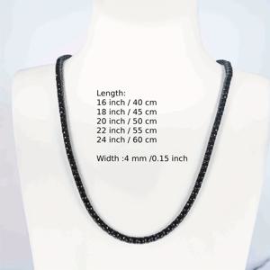 TEMU 4mm 블랙 테니스 체인 14K 골드 플레이트 목걸이, 블랙, 합성 자이콘 (합성 삼차 자이콘) , 구리 주재료, ICED CHICS, 자석 없음, 데이, 세인트 패트릭 데이, 마르디 그라스 데이, 아버지 데이, 추수 감사절, 크리스마스, 일상적인 선물