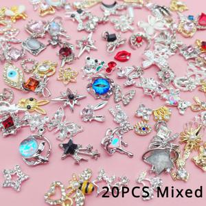 TEMU 20개 세트 합금 네일 아트 장식 - 3D 꽃, 나비, 곰, 하트, 별 & 보석 액센트 - DIY 매니큐어, 페디큐어용 럭셔리 네일 주얼리 - 정교한 공예품, 네일 데코 소품