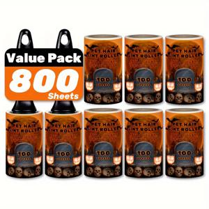 TEMU 800/400/200매 린트 롤러, 애완동물 털 제거기, 리필용 린트 롤러, 찢어지는 접착식 린트 롤러, 강력한 접착력 애완동물 털 제거기, 가구·카펫·옷용 휴대용 린트 롤러, 개와 고양이 털 쉽게 제거, 100매/롤