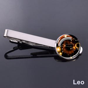 TEMU 1개 우아한 조디악 사인 넥타이 클립, 유리 돔 - 내구성 있는 아연 합금, 화려한 색상의 우주 디자인, 남성용 이상적인 생일 선물