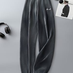 TEMU 남성용 단색 따뜻한 플란넬 파자마 바지, 스타일리시한 올매치 바지, 여름철 편안하고 통기성이 좋은 바지|파자마|여름바지|여름잠옷