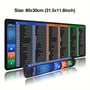 TEMU 볼러후이 XXL 엑셀/워드/PPT 단축키 치트 시트 마우스 패드 - 미끄럼 방지, 세탁 가능, 스티치 가장자리, 사무실 및 게임용 이상적, 사무용품 | 현대적인 미학 | 내구성 있는 마우스 패드, 책상용 마우스 패드, 엑셀 단축키 데스크 매트, 엑셀 단축키 차트, 마우스 패드, 책상 매트, 게임용