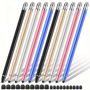 TEMU 10개 팩 2-in-1 고감도 정밀 펜 iPad Air 2, 범용 터치 스크린 장치, iPhone 호환, 배터리 불필요, 20개 추가 팁 포함