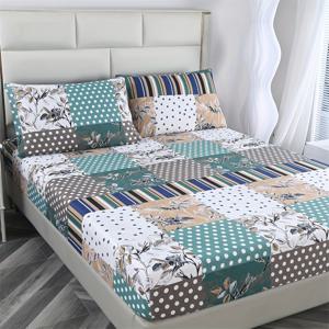 TEMU 3개 세트 100% 폴리에스터 브러시드 라이트 베이지 식물 꽃무늬 홈 호텔 맞춤형 침대 시트 세트, 맞춤형 침대 시트 1개 + 베개커버 2개, 충전재 없음