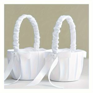 TEMU 1개/2개 웨딩 플라워 바스켓, 새틴 리본 플라워 바스켓 펄 컬렉션 - 화이트 소형 플라워 바스켓, 할로윈, 크리스마스 이벤트 & 파티 용품, 크리스마스, 새해, , 파티 이벤트용