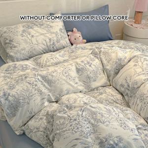 TEMU 아프리카 야생동물 테마 3피스 이불 커버 세트 (싱글/더블 침대용), 이불 커버 1개 + 베개 커버 2개, 블루 정글 코끼리 표범 패턴, 내추럴 빈티지 스타일, 세탁 처리, 부드러운 베이지톤, 편안한 기계 세탁 가능, 이불 및 베개 삽입물 미포함, 소형 및 대형 사이즈