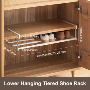 TEMU 1개 다기능 신발 보관 선반, 펼칠 수 있는 매달려 있는 정리함, 선반 아래 신발 선반, 캐비닛 겹쳐진 보관, 침실, 욕실, 거실을 위한 공간 절약 옷장 정리함, 접이식 신발 선반, 여러 방 호환성
