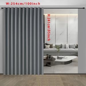 TEMU 1패널 초광막 도어 커튼 - 헤비듀티 블라인드, 프라이버시 시어, 거실/침실/파티오용 그로메트 탑 창문 커튼 (가로 100x세로 95인치, 블랙) - 모던 홈 데코, 내구성 있는 원단, 쉬운 설치, 인테리어 디자인