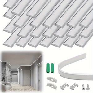 TEMU 24-팩 3.3피트/1미터 유연한 굴곡 가능한 LED 채널 시스템, 냉각 디퓨저 포함, 실버 양극 처리 알루미늄 압출 트랙, 스트립 조명용 아크형 하우징, 클립, 엔드 캡 및 장착 액세서리 포함