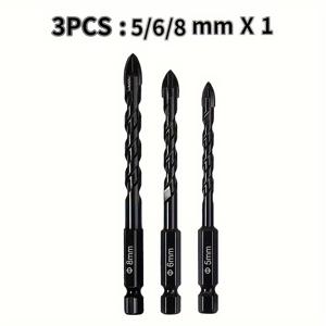 TEMU 멀티팩 육각축 드릴 비트 세트, 3-12mm, 4날 날카로운 비트, 금속 구조, 세라믹, 유리, 콘크리트용, 전기 불필요