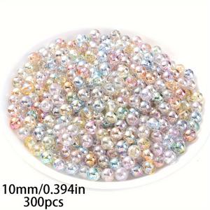 TEMU 1000개 6mm/500개 8mm/300개 10mm 무지개색 아크릴 비즈, 혼합 색상, DIY 쥬얼리 만들기, 팔찌, 목걸이, 귀걸이, 공예, 의류, 신발 액세서리, 장식 비즈