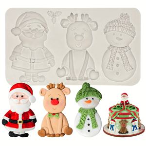 TEMU 1개 크리스마스 케이크 장식용 구미 몰드, 산타 실리콘 몰드, 순록 눈사람 캔디 초콜릿 몰드, 수제 쿠키, 무스, 젤리, 점토, 레진, 비누, 캔들, 설탕 공예용