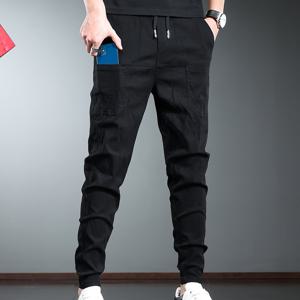 TEMU 남성용 아웃도어 프린트 카고 팬츠, 슬림핏 신축성있는 허리, 9인치 밑단, 하이킹 및 캐주얼 웨어를 위한 다중 포켓 스포츠 스타일, 짠 원단, 올 시즌 - 엠프레스