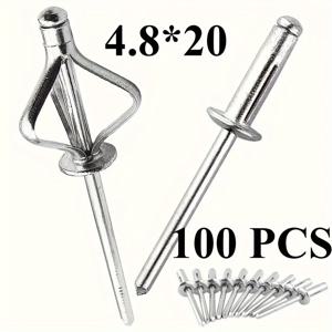 TEMU 50/100개 알루미늄 단단한 리벳 세트 - 3개의 발톱이 있는 삼각 접이식 폭발 리벳, 4mm 섕크 직경, 14/16/20mm 길이, 자동차, 요트 및 가구 제작용