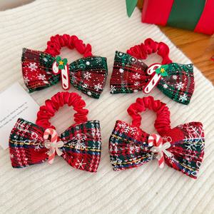 TEMU 14세 이상 여성용 크리스마스 목발 액세서리 4개 세트, 리본 헤어링 장식용 헤어 액세서리