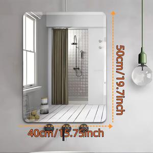 TEMU 1개 - 샤워 거울 - 직사각형 디자인 R15 모서리 ~ 심플하고 우아함 ~ 데일리 홈 사용 필수품 ~ 아크릴 프레임리스 벽 거울 - RV 실내 장식 거울 - 로맨틱 웨딩 장식 거울 - 고화질 클래식 샤워