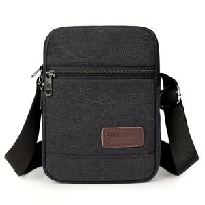 TEMU SPORT 남성 빈티지 캔버스 크로스바디 백 - 조절 가능한 스트랩, 캐주얼 비즈니스 스타일, 지퍼 클로저와 카라비너가 있는 다용도 수납 공간, 일상 사용에 이상적, 소형 크로스바디 백